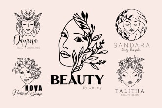 design hand drawn feminine beauty logo