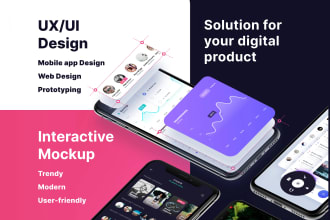 do mobile app design ui ux with clickable prototype