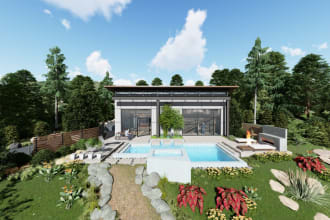design 3d landscape, garden, back, front yard and rendering