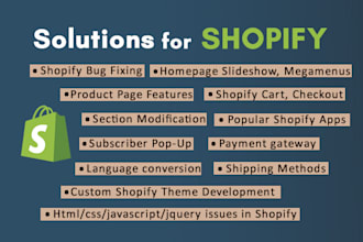 do shopify coding, fixing shopify bug, product page, cart page