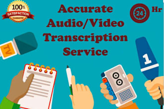 transcribe 60 minutes of audio  and video transcription in  24hrs