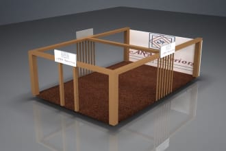 create your 3d exhibition stall, furniture design interior design