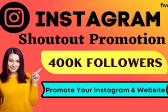instagram shoutout promotion on 400k plus followers page