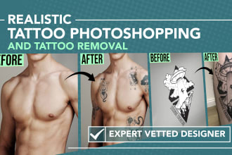 do realistic photoshop tattoos or remove tattoos on body