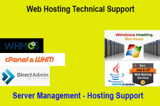 manage your hosting server, cpanel, web, wordpress, dns, whmcs