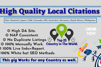 manually do 320 HQ local citation submission, business listing for any countries