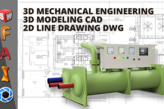 create technical drawing, line drawing or 2d drawing dwg