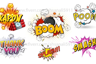 create comic art, pop art, cartoon words, slogans, hashtag, and text logo design