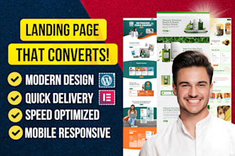 create responsive wordpress landing page design, elementor landing page