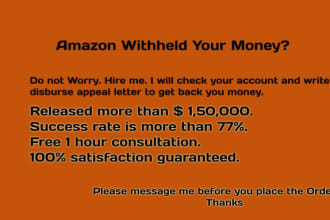 appeal the funds withheld on amazon