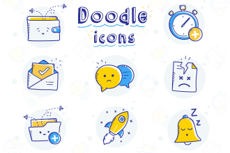 create hand drawn doodle art icons