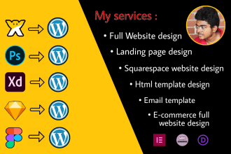 wix to wordpress, xd to wordpress, psd to elementor, psd to wordpress website