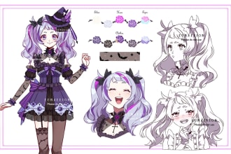 draw a custom character design or reference sheet