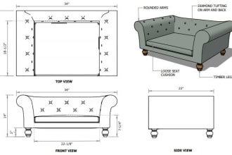 design and create drawings for your sofa, upholstery item