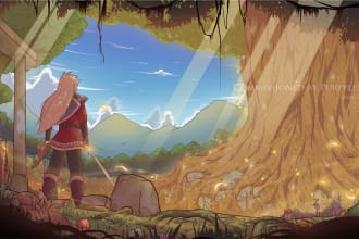 draw illustration, cover, background, landscape