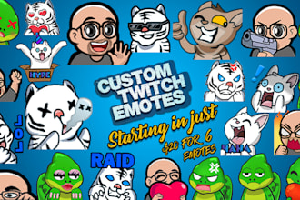 create custom twitch or kick emotes animated emotes, sub badges in 24 hours