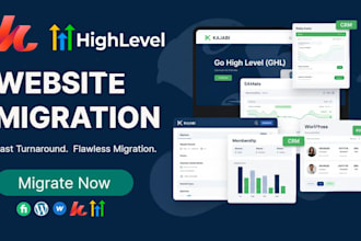 migrate, transfer your site, membership, CRM user data to kajabi, ghl, wordpress