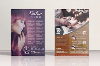 design price list, checklist,rate list,spa and menu card