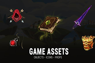 create unique 2d game assets, props, icons and objects