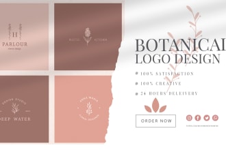 create hand drawn botanical boho logo