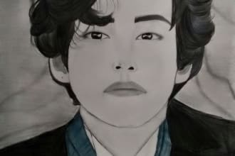 draw a realistic pencil sketch portrait from your foto