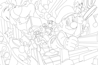 draw a detailed line art illustration from your idea