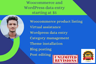 do wordpress data entry and woocommerce product listing
