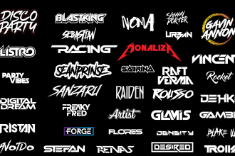 design dj,music,typography, dubstep, band, producer logo