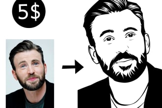 draw black and white line art portrait