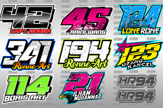 create logo creations racing number for nascar, f1, motocross, kart racing