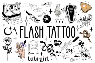 create awesome flash tattoo set