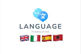 provide any english, spanish, italian, albanian translations