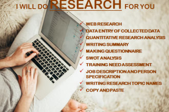 do research, analyse quantitative data and writing summaries
