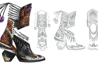 design and render footwear with tech pack