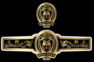 design cigar band, labels, box, and logo
