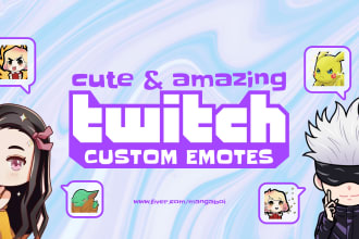 draw cute amazing custom twitch emotes and sub badges