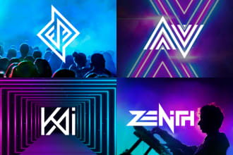 custom dj music band or producer logo and monogram initial text design