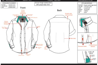 create fashion tech pack apparel clothing technical drawing