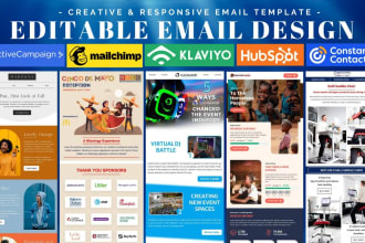 design responsive email for mailchimp, klaviyo, active campaign, hubspot, zoho