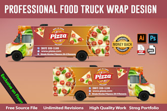 make stunning food truck wrap design,car or van wrap and unique VIP vehicle wrap