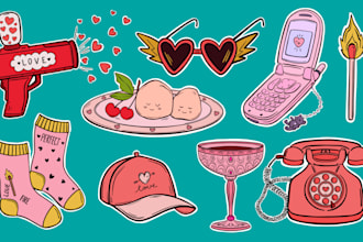 create hand drawn doodle illustrations, icons