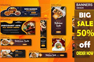 custom business banners, animated designs, and menu graphics