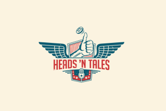design sports health and safety podcast or blog logo for heads n tales