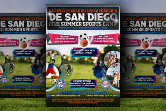 design kids summer camp flyers, sports camp flyers