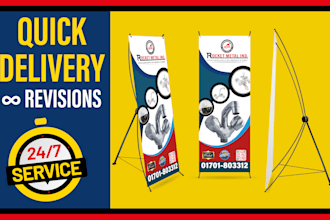 design roll pull pop up x stand event digital banner poster billboard quickly