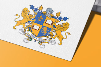 design wonderful lion coat of arms crest heraldry logo