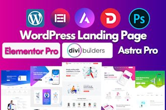 develop attractive elementor landing page design, wordpress landing page design