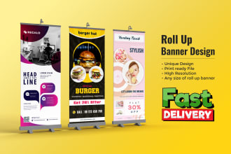 do retractable banner, roll up or standee pull up and tradeshow banner design