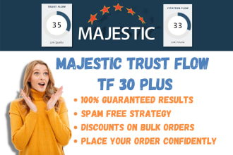 increase majestic trust flow, increase tf cf upto 30 plus