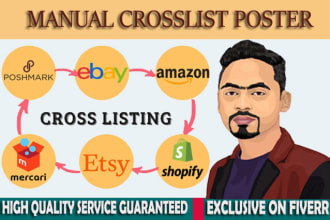 cross listing manually to poshmark, ebay, etsy, mercari, shopify, offerup